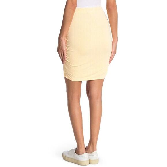 SUNDRY NEW $106 Ruched Seam Bodycon Skirt in Pop Peach Size 0 / XS - Picture 2 of 3